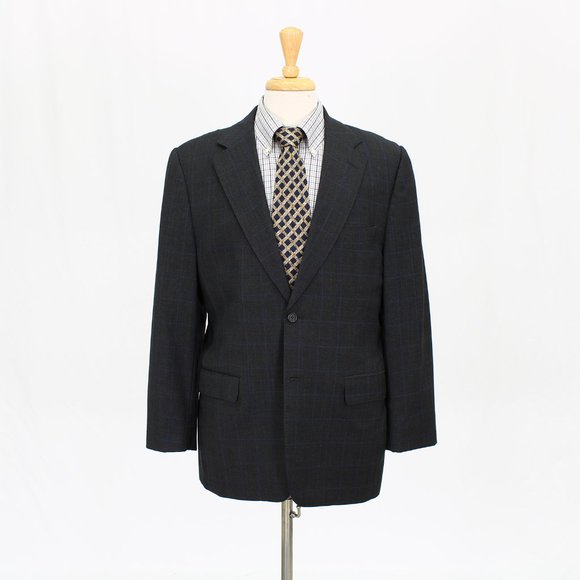 Bespoke Black Suit with Gray Check Pattern - Picture 6 of 15